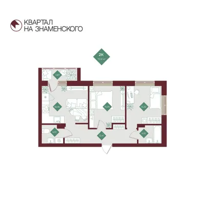 План 2-комнатная • 72,12 м² • 2 этаж