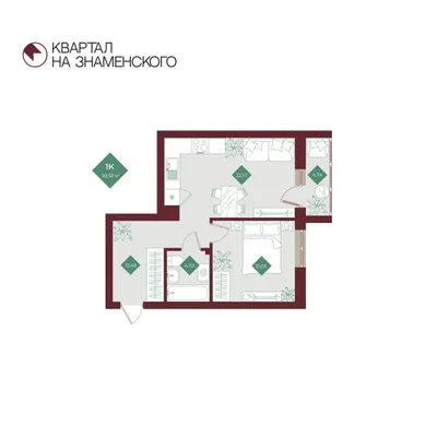 План 1-комнатная • 59,52 м² • 8 этаж
