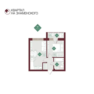 План 1-комнатная • 45,93 м² • 10 этаж